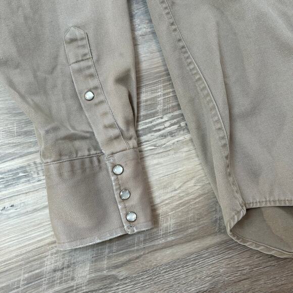 Drysdales Western Pearl Snap Khaki Long Sleeve Shirt Made in USA XL - Picture 2 of 6